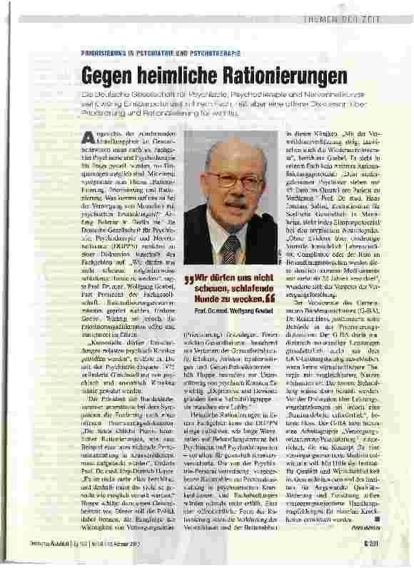 Vorschauseite 1: Gegen heimliche Rationierungen
