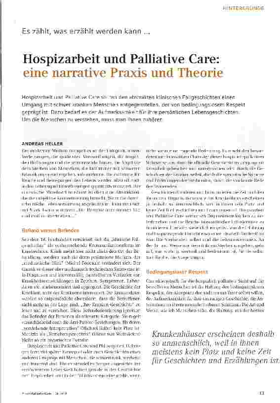 Vorschauseite 1: Hospizarbeit und Palliative Care: eine narrative Praxis und Theorie
