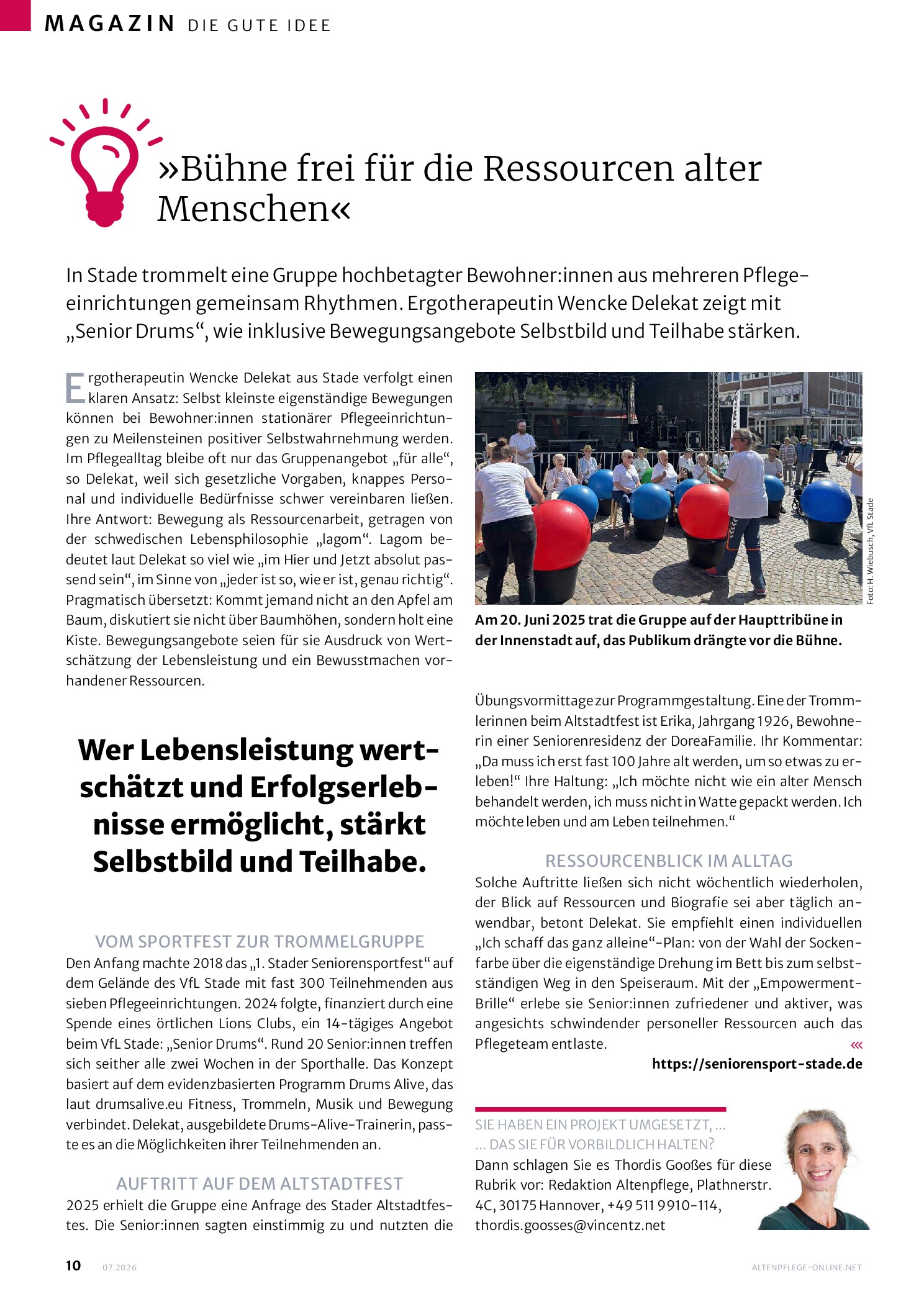 Vorschauseite 1: Bühne frei für die Ressourcen alter Menschen