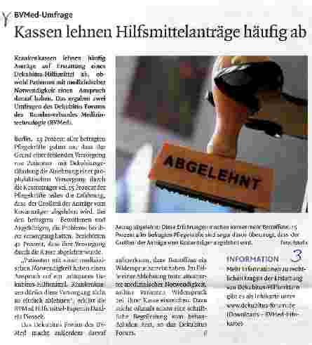 Vorschauseite 1: Kassen lehnen Hilfsmittelanträge häufig ab