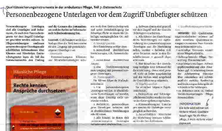 Vorschauseite 1: Personenbezogene Unterlagen vor dem Zugriff Unbefugter schützen