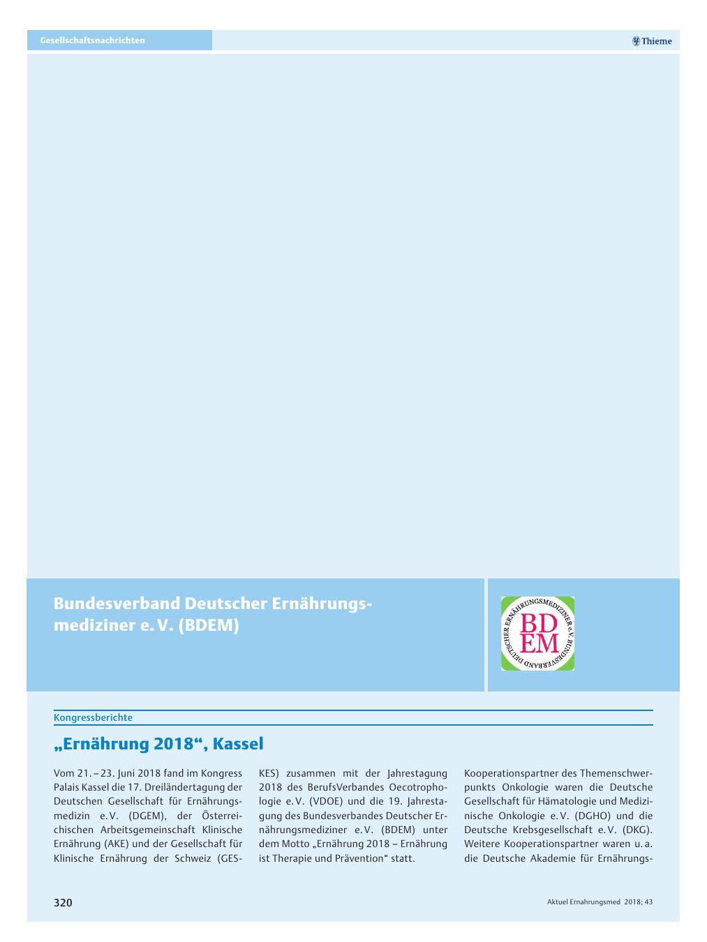 Vorschauseite 1: Bundesverband Deutscher Ernährungsmediziner e. V. (BDEM)