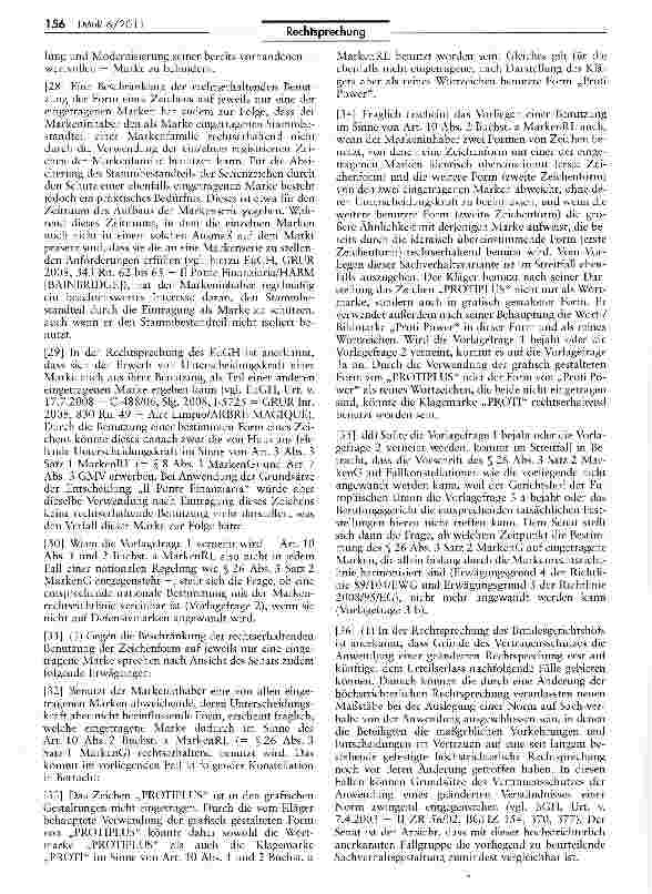 Vorschauseite 5: Vorabentscheidung zur Auslegung des Art. 10 Abs. 1 und 2 Buchst.a der Ersten Richtlinie des Rates 1989/104/EWG(PROTI)