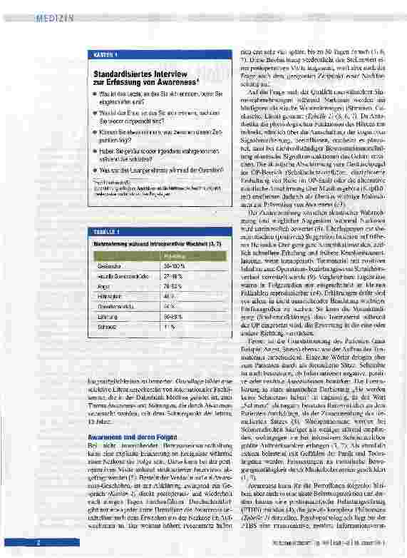 Vorschauseite 2: Unerwünschte Wachheit während der Narkose