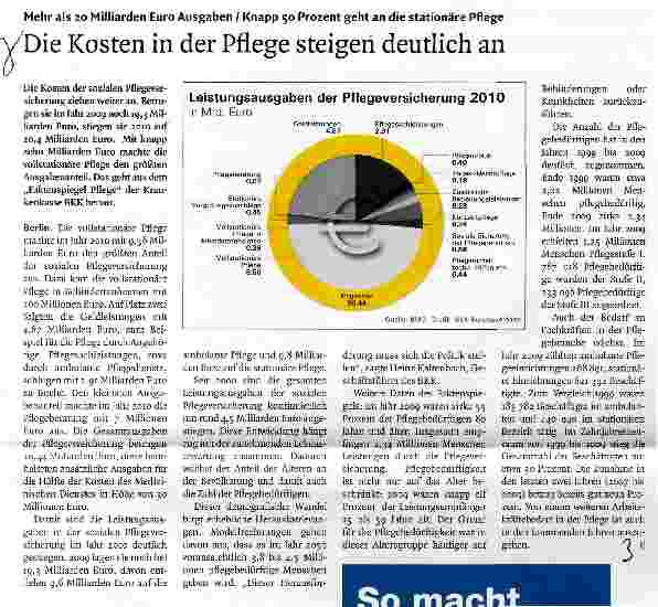 Vorschauseite 1: Die Kosten in der Pflege steigen deutlich an