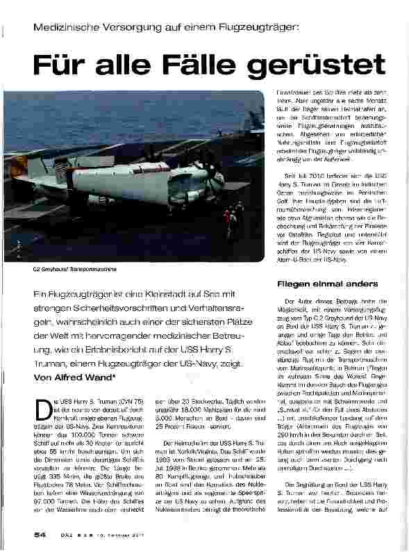 Vorschauseite 1: Medizinische Versorgung auf einem Flugzeugträger:Für alle Fälle gerüstet