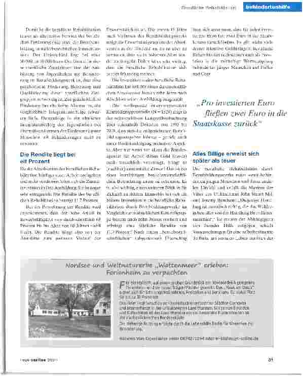 Vorschauseite 4: Berufsbildungswerke:Ihre Arbeit rechnet sich!