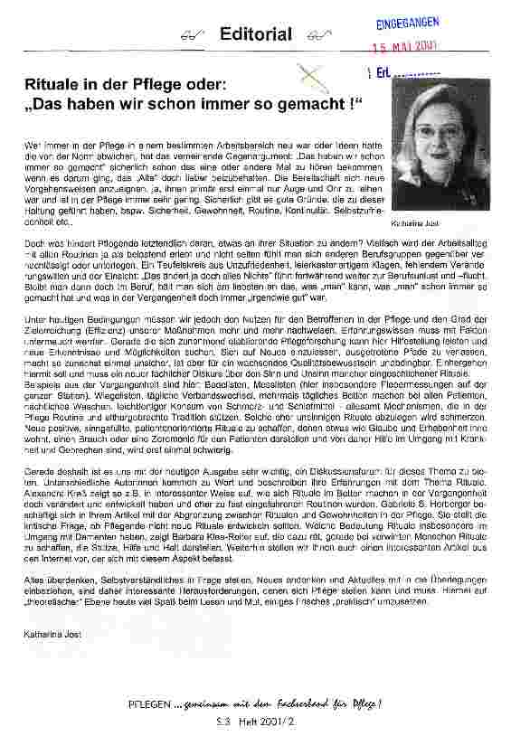 Vorschauseite 1: Rituale in der Pflege oder: Das haben wir schon immer so gemacht!