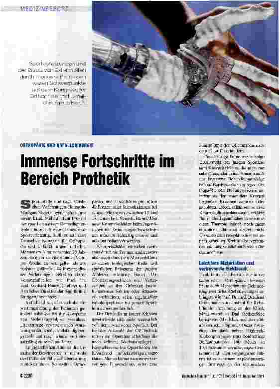 Vorschauseite 1: Immense Fortschritte im Bereich Prothetik