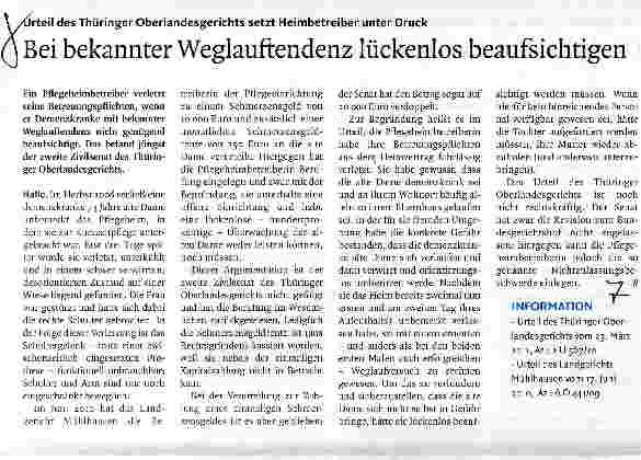 Vorschauseite 1: Bei bekannter Weglauftendenz lückenlos beaufsichtigen