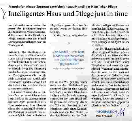 Vorschauseite 1: Intelligentes Haus und Pflege just in time
