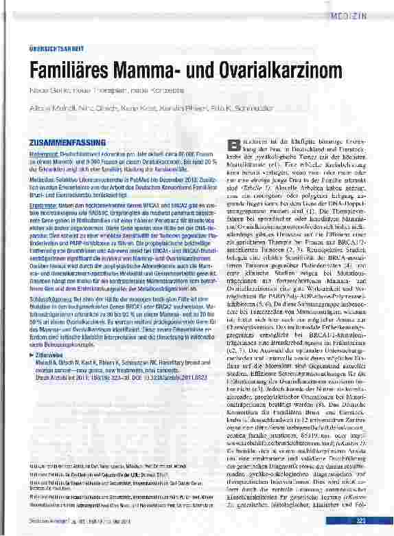 Vorschauseite 1: Familiäres Mammaund Ovarialkarzinom