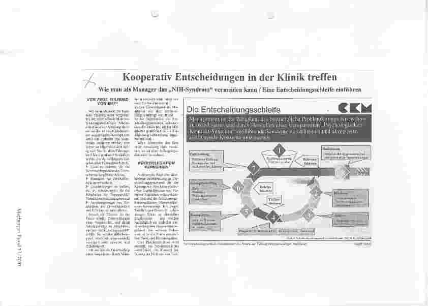 Vorschauseite 1: Kooperativ Enscheidungen in der Klinik treffen Wie man als Manager das NIH-Syndrom vermeiden kann