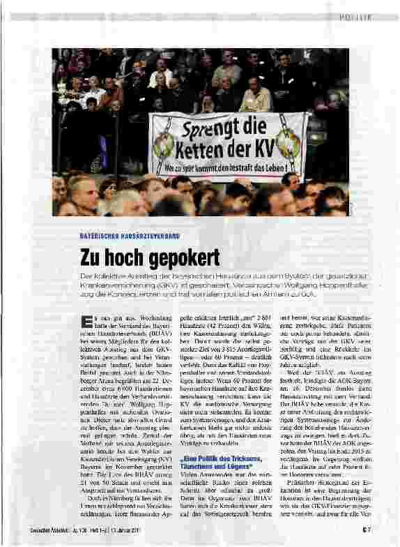 Vorschauseite 1: BAYERISCHER HAUSÄRZTEVERBANDZu hoch gepokert