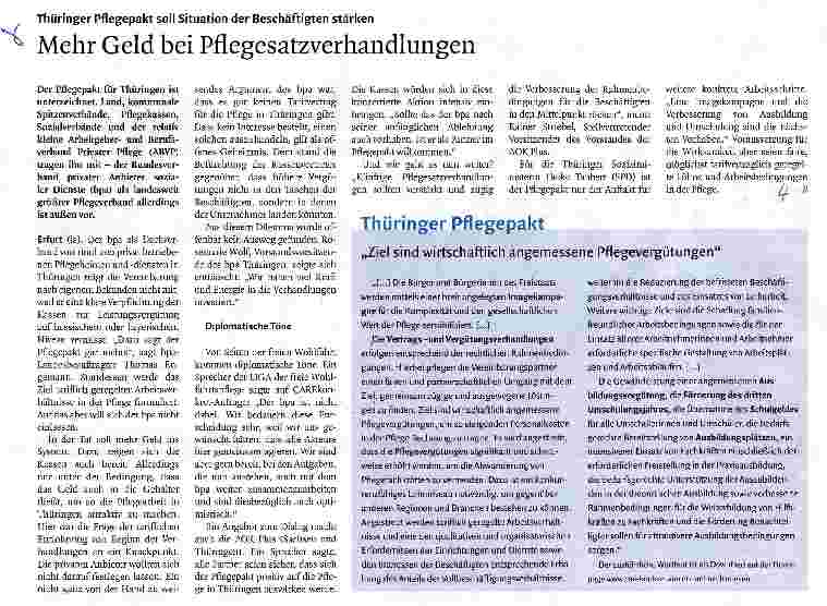 Vorschauseite 1: Mehr Geld bei Pflegesatzverhandlungen