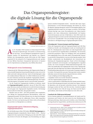 Vorschauseite 1: Das Organspenderegister: die digitale Lösung für die Organspende