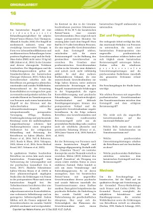 Vorschauseite 2: „Es ist nicht immer alles Gold, was glänzt“: Das Erleben ungewollter postbariatrischer Gewichtszunahme im Transitionszeitraum zwischen Ersteingriff und Revisionseingriff – Eine qu…