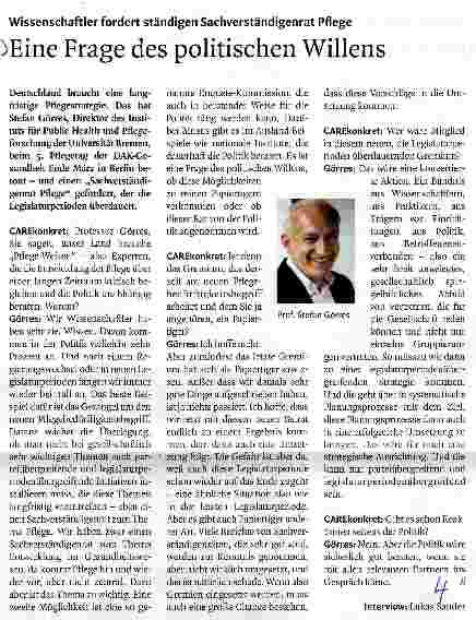 Vorschauseite 1: Eine Frage des politischen Willens