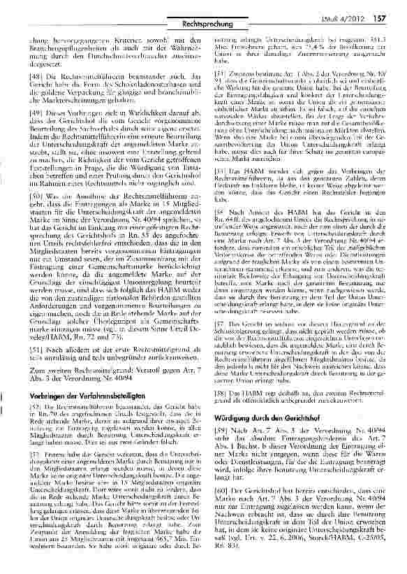 Vorschauseite 4: Keine Eintragungsfähigkeit für Lindt-Goldhase als Gemeinschaftsmarke