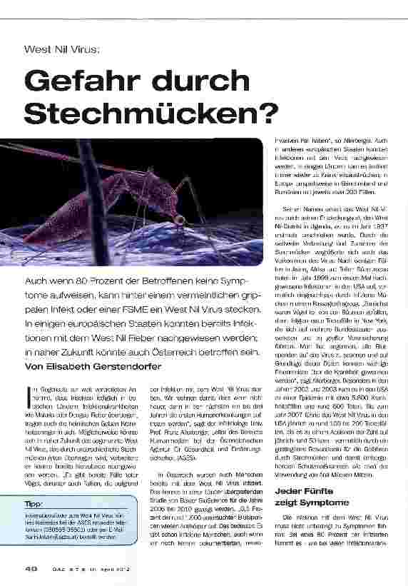 Vorschauseite 1: Gefahr durch Stechmücken?