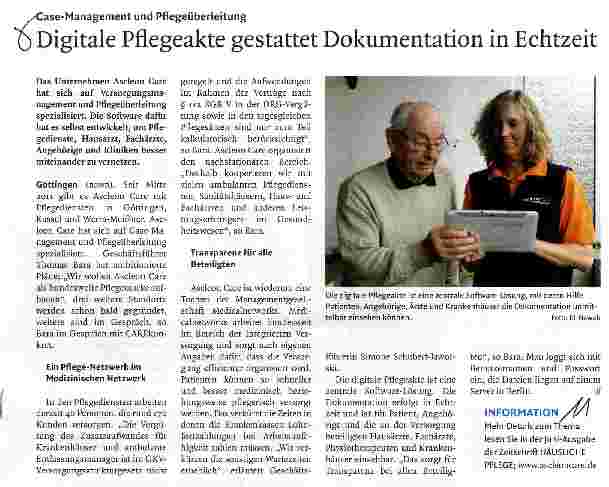 Vorschauseite 1: Digitale Pflegeakte gestattet Dokumentation in Echtzeit