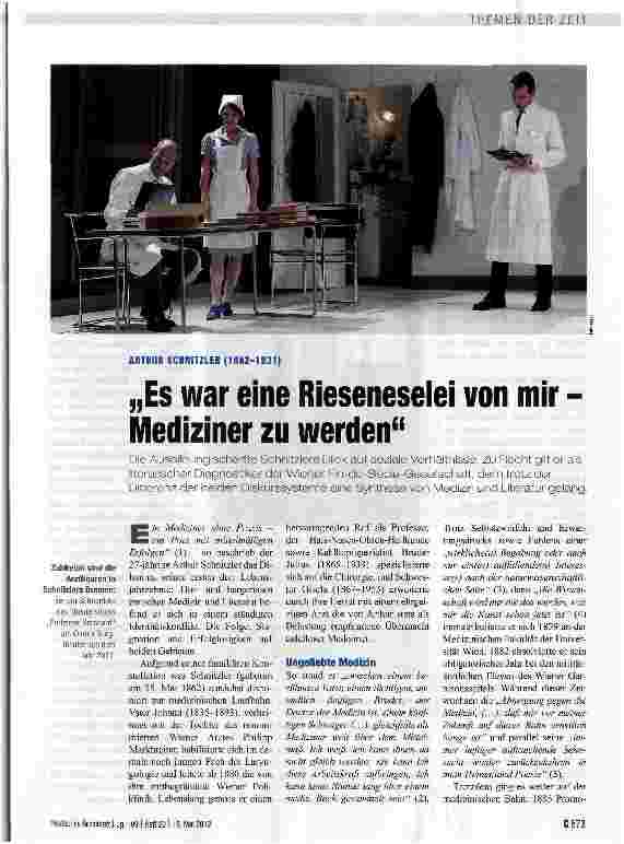 Vorschauseite 1: „Es war eine Rieseneselei von mir -Mediziner zu werden