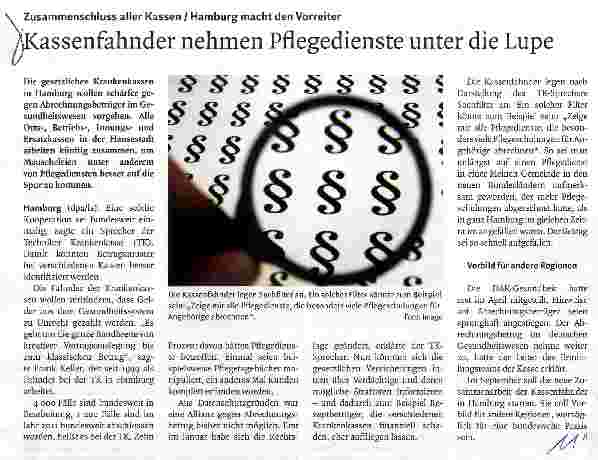 Vorschauseite 1: Kassenfahnder nehmen Pflegedienste unter die Lupe