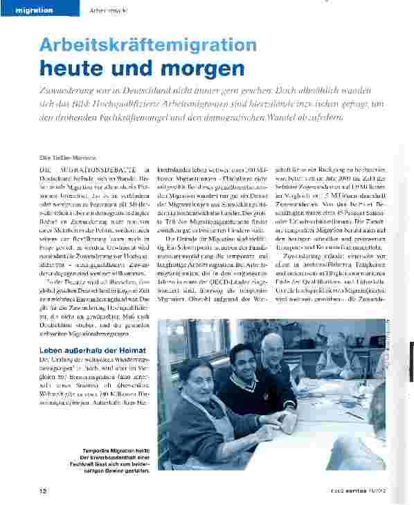 Vorschauseite 1: Arbeitskräftemigration heute und morgen