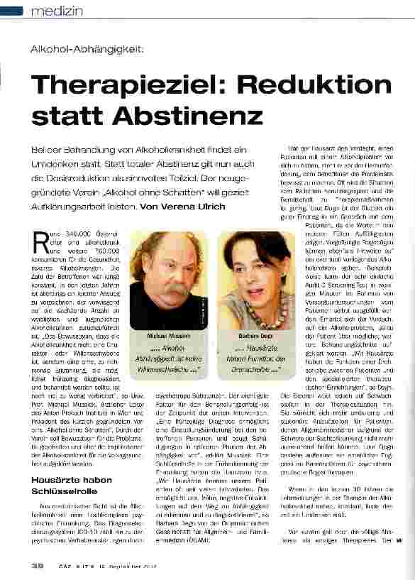 Vorschauseite 1: Therapieziel: Reduktion statt Abstinenz