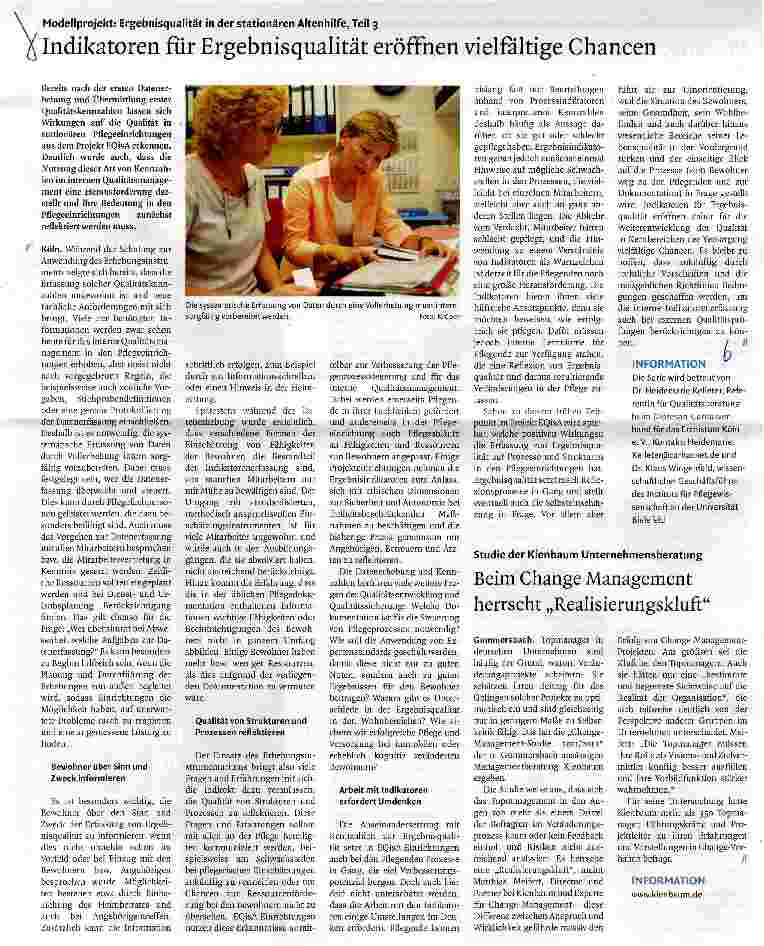 Vorschauseite 1: Modellprojekt: Ergebnisqualität in der stationären Altenhilfe, Teil 3Indikatoren für Ergebnisqualität eröffnen vielfältige Chancen