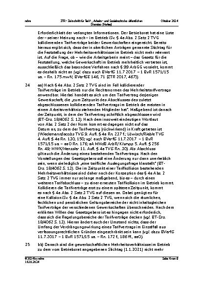 Vorschauseite 6: III. Personalvertretungsund Betriebsverfassungsrecht Betriebsrat – Auskunftsanspruch – Tarifkollision