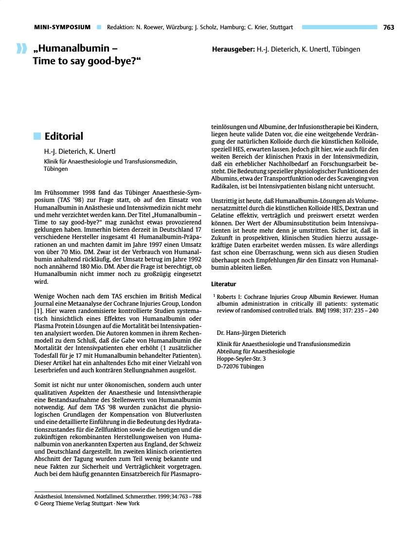 Vorschauseite 1: Production of Human Albumin by Plasma Fractionation