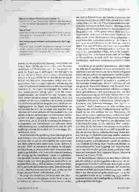 Vorschauseite 2: Die Advanced Practice Nurse (APN) in der gynäkologischen Onkologie