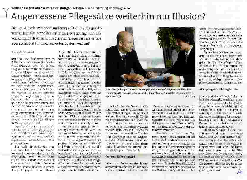 Vorschauseite 1: Angemessene Pflegesätze weiterhin nur Illusion?