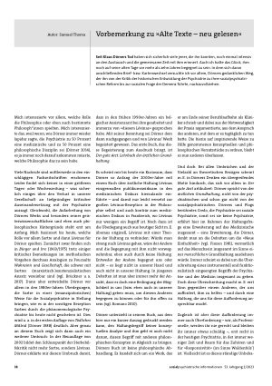 Vorschauseite 1: Vorbemerkung zu »Alte Texte – neu gelesen«
