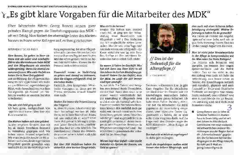 Vorschauseite 1: „Es gibt klare Vorgaben für die Mitarbeiter des MDK
