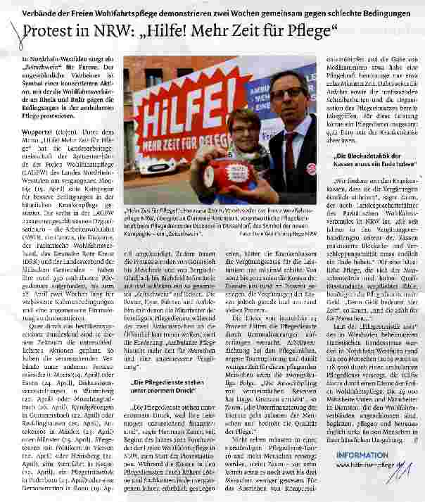 Vorschauseite 1: Protest in NRW: „Hilfe! Mehr Zeit für Pflege