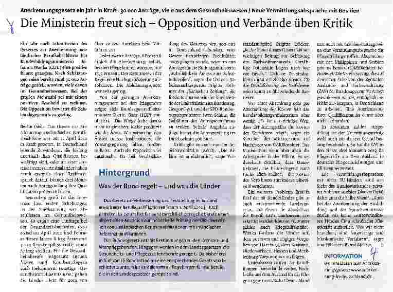 Vorschauseite 1: Die Ministerin freut sich - Opposition und Verbände üben Kritik
