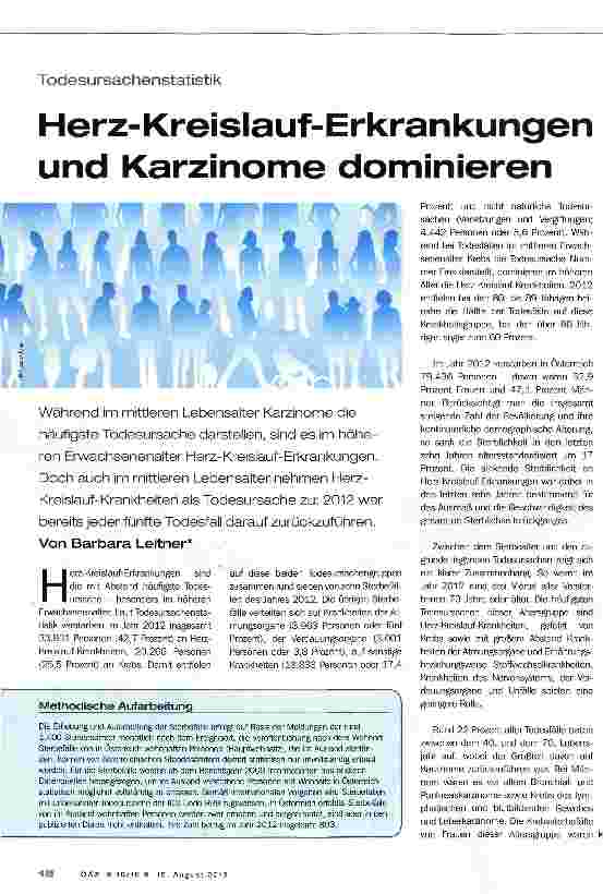 Vorschauseite 1: Herz-Kreislauf-Erkrankungen und Karzinome dominieren