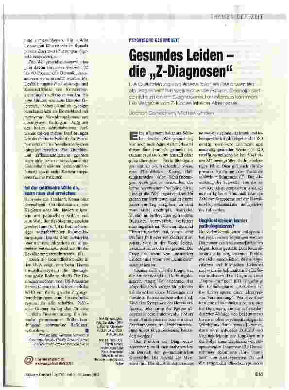 Vorschauseite 1: Gesundes Leiden -die „Z-Diagnosen