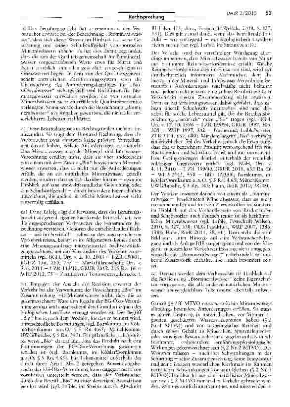 Vorschauseite 5: Keine Irreführung durch Verwendung der Bezeichnung „Biomineralwasser für MineralwasserZPO $ 253 Abs. 2 Nr. 2; UWG § 4 Nr. 11, § 5 Abs. 1 Satz 2 Nr. 1; LFGB § 11 Abs. 1 Satz 2 Nr.…