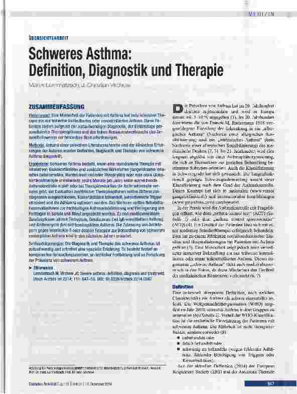 Vorschauseite 1: Schweres Asthma: Definition, Diagnostik und Therapie