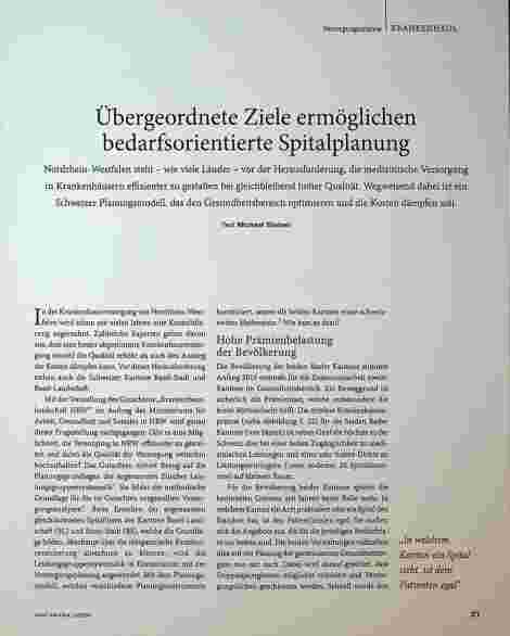 Vorschauseite 1: Übergeordnete Ziele ermöglichen bedarfsorientierte Spitalplanung.