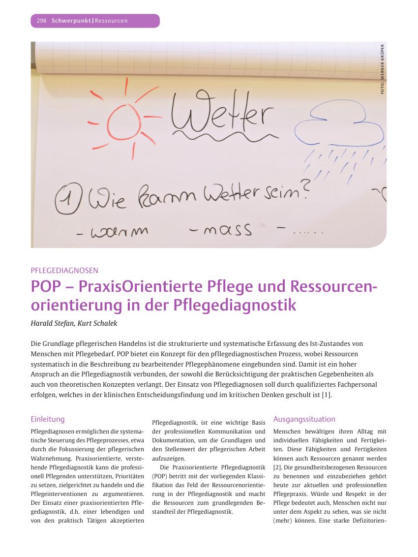 Vorschauseite 1: POP ? PraxisOrientierte Pflege und Ressourcenorientierung in der Pflegediagnostik