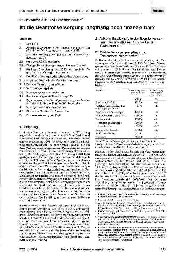 Vorschauseite 1: Ist die Beamtenversorgung langfristig noch finanzierbar?