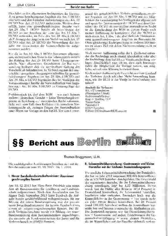 Vorschauseite 2: Der „Vitalpilze-Entscheidung des BGH zum Trofz: Kein „Leerlauf desVerbotes nichtspezifischer Angaben!