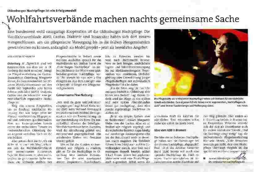 Vorschauseite 1: Wohlfahrtsverbände machen nachts gemeinsame Sache