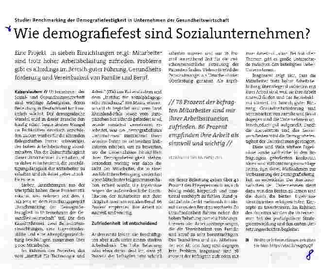Vorschauseite 1: Studie: Benchmarking der Demografiefestigkeit in Unternehmen der GesundheitswirtschaftWie demografiefest sind Sozialunternehmen?