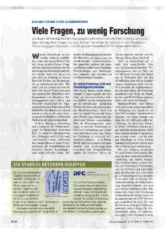 Vorschauseite 1: Viele Fragen, zu wenig Forschung