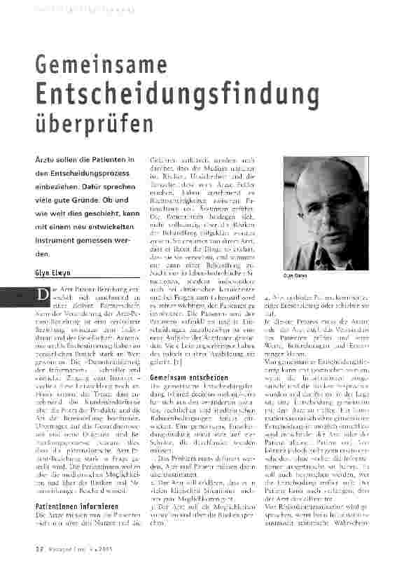 Vorschauseite 1: Gemeinsame Entscheidungsfindung überprüfen
